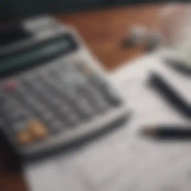 A close-up of a calculator and mortgage paperwork on a desk.