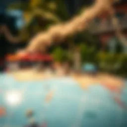 Illustration of travel destinations covered by Allianz