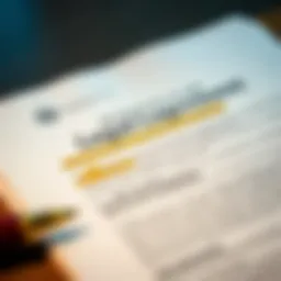 An intricate legal document with highlighted sections.