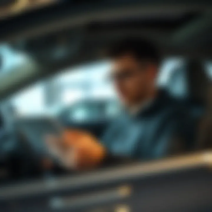 A thoughtful individual reviewing warranty options for a used car