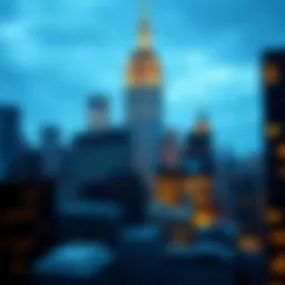 Financial district skyline of New York as a backdrop for hedge fund discussions