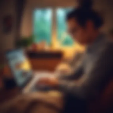 Navigating Loan Options A serene image of a person reviewing loan options on a laptop in a cozy setting.