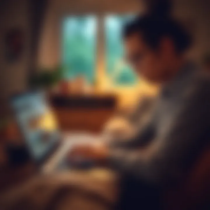 Navigating Loan Options A serene image of a person reviewing loan options on a laptop in a cozy setting.