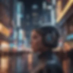 A futuristic cityscape illustrating the integration of AI technology in urban environments.