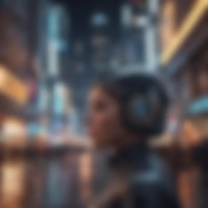 A futuristic cityscape illustrating the integration of AI technology in urban environments.