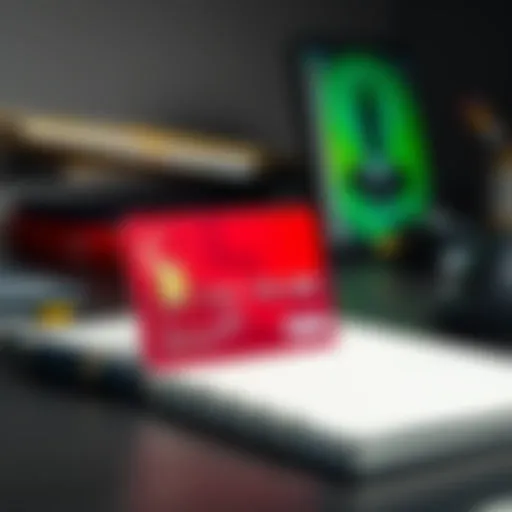 Credit card on a desk with a notepad