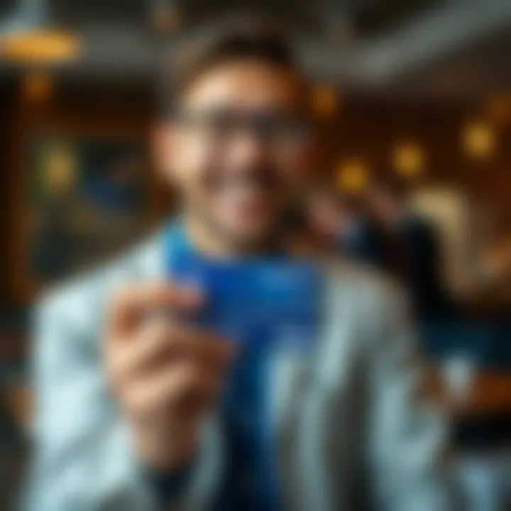 Empowered First-Time Credit Card Holder Happy individual confidently holding a credit card