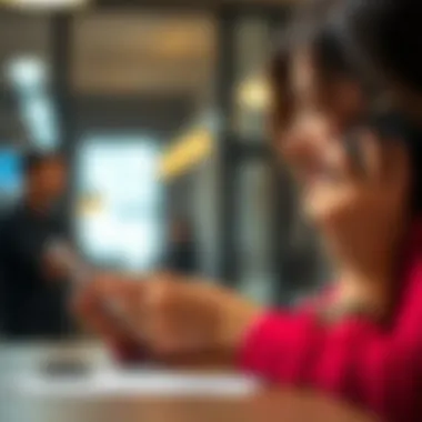 Checking Balance via Phone Woman on the phone checking her credit card balance