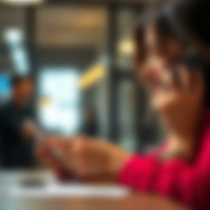 Checking Balance via Phone Woman on the phone checking her credit card balance