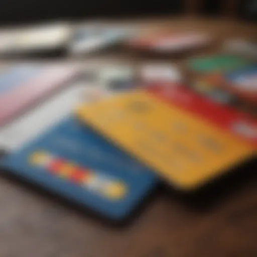 An array of travel rewards credit cards displayed on a table