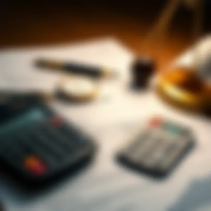 Legal documents and a calculator representing financial planning for real estate investment