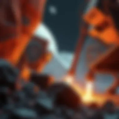 Lunar Mining Operations A conceptual illustration of lunar mining operations in action, showcasing advanced technology extracting resources.