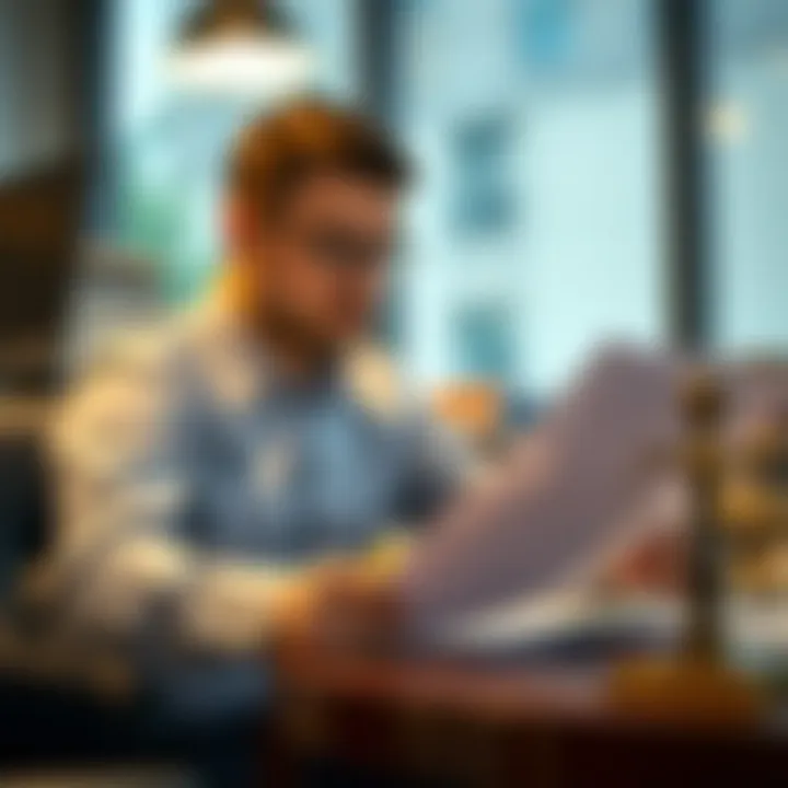 Reviewing Legal Documents Illustration of a person reviewing legal documents