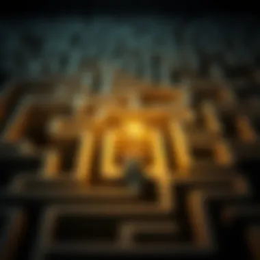 Finding Clarity in Complexity Graphic showcasing a maze with a light bulb