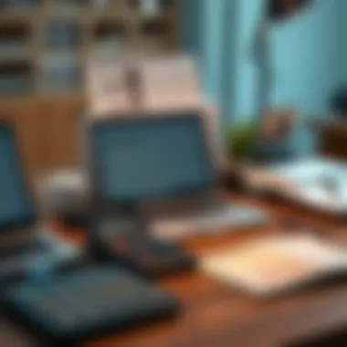 Organized Financial Planning Workspace A workspace featuring a laptop, calculator, and budgeting tools