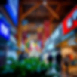 Retail environment showcasing diverse store types