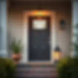A welcoming front door of a new home