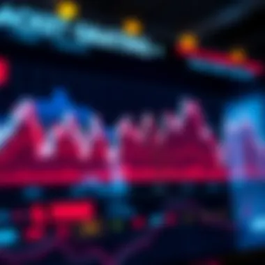 Line Graph of Stock Market Trends A visually striking example of a line graph illustrating stock market trends