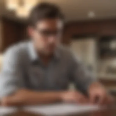 Homeowner Assessing Appraisal Impact A homeowner reviewing appraisal documents with a concerned expression