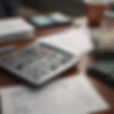 Calculator and loan documents on a desk