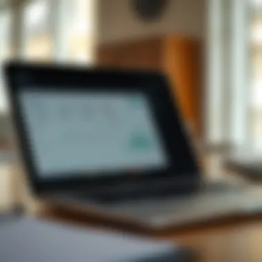 A close-up of a laptop with financial data and a resume