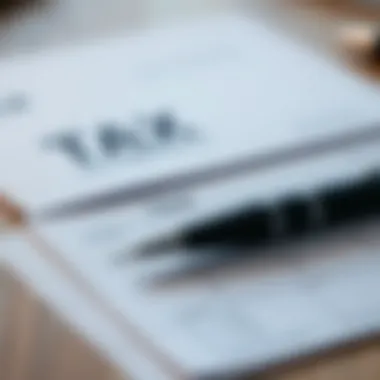 A close-up of tax forms and a pen ready for filing