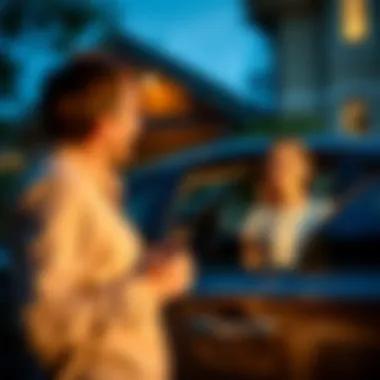 Cheerful family with a car outside their home