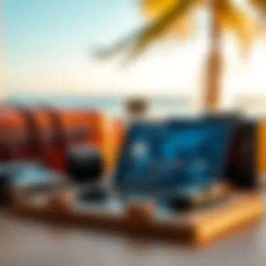 Close up of luxury travel essentials