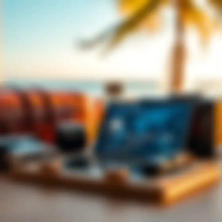 Close up of luxury travel essentials