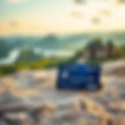 Scenic travel landscape with credit card