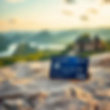 Scenic travel landscape with credit card