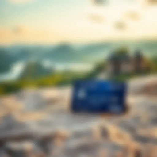 Scenic travel landscape with credit card