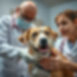 Dog with a vet examining its health