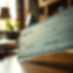 Close-up view of a check with security features