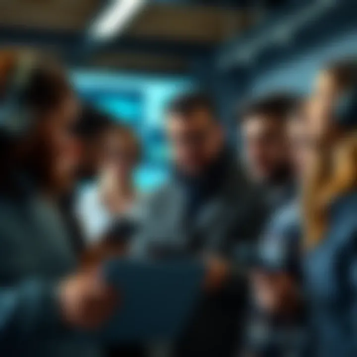 Diverse group of tech workers collaborating