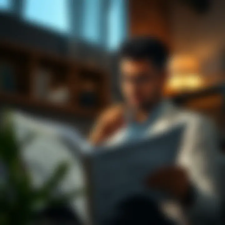Reviewing Financial Health A thoughtful individual reviewing financial documents