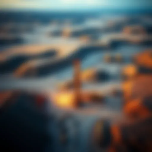 Aerial View of Gold Mining Operations Aerial view of an expansive gold mining site showcasing drilling operations