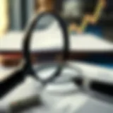 A close-up view of a magnifying glass over financial documents, symbolizing scrutiny of hidden costs.