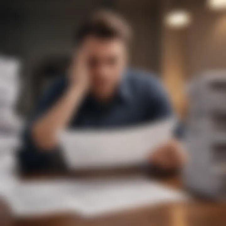 Conceptual image of a person stressed over paperwork