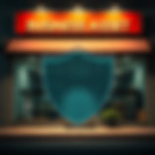 A small business storefront with a protective shield overlay