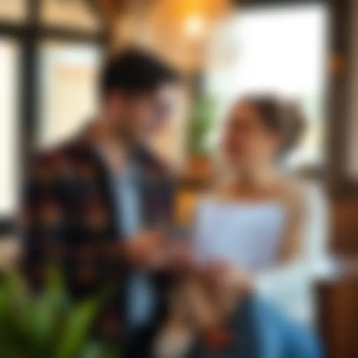 A couple discussing mortgage options