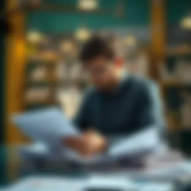 Business owner analyzing financial documents